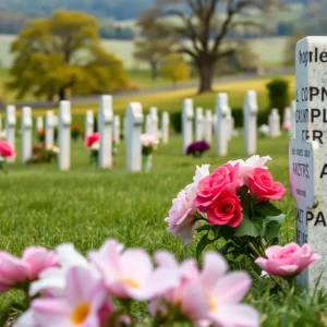 Cemetery scene representing remembrance