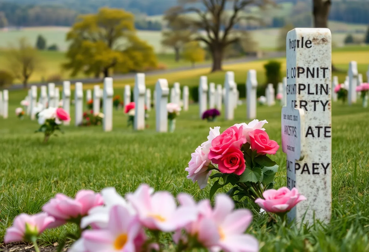 Cemetery scene representing remembrance