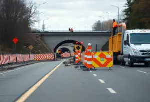 Road construction for culvert replacement on Bristol Road