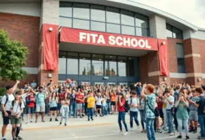 Exterior view of Dobyns-Bennett High School sports facility during an event.