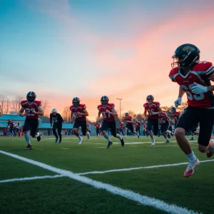 Elizabethton Cyclones football team in action during a game