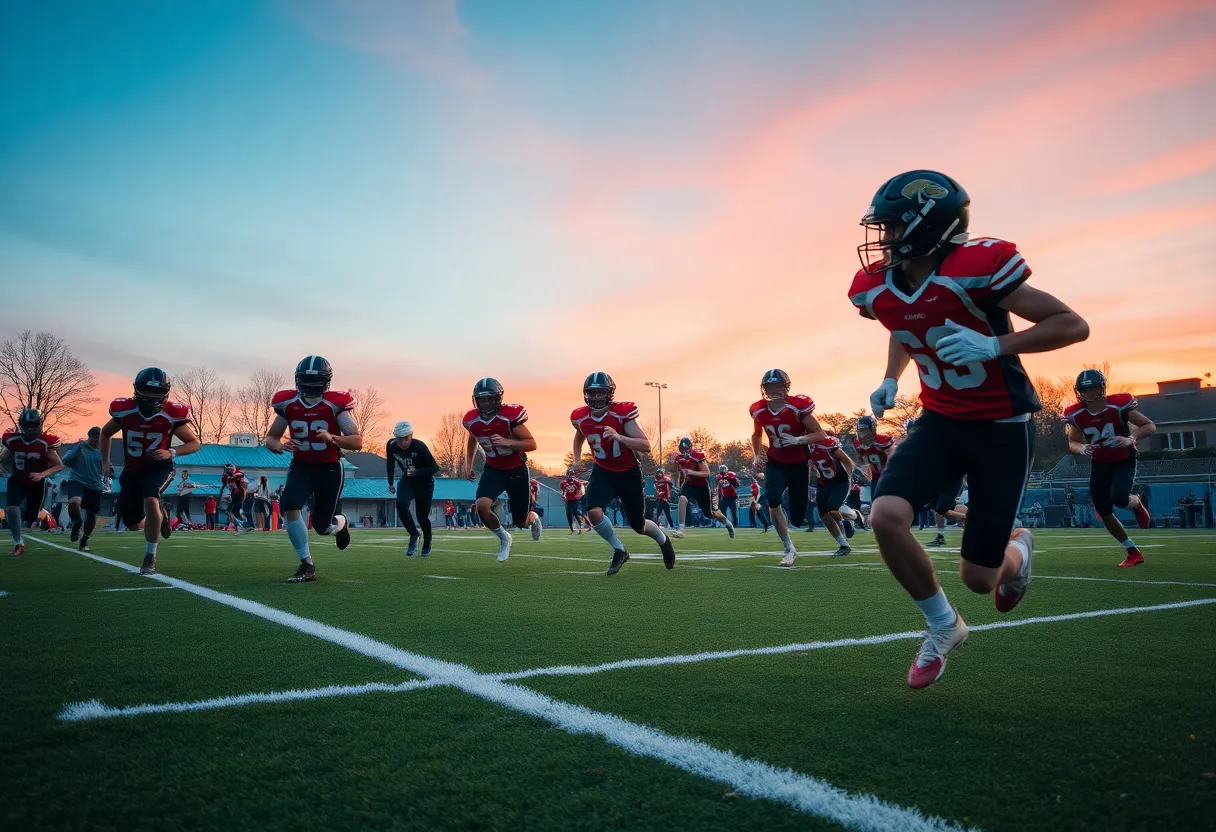 Elizabethton Cyclones football team in action during a game