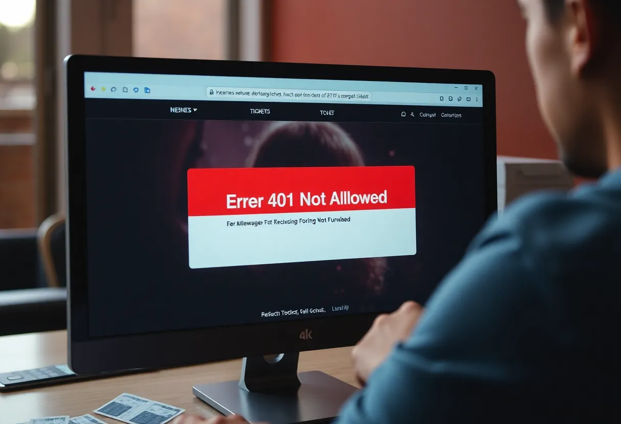 Error 401 Not Allowed message on TicketMaster website