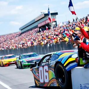 NASCAR Xfinity Series cars racing at Bristol Motor Speedway