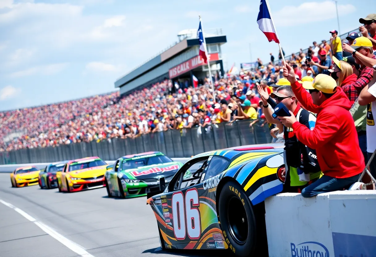 NASCAR Xfinity Series cars racing at Bristol Motor Speedway