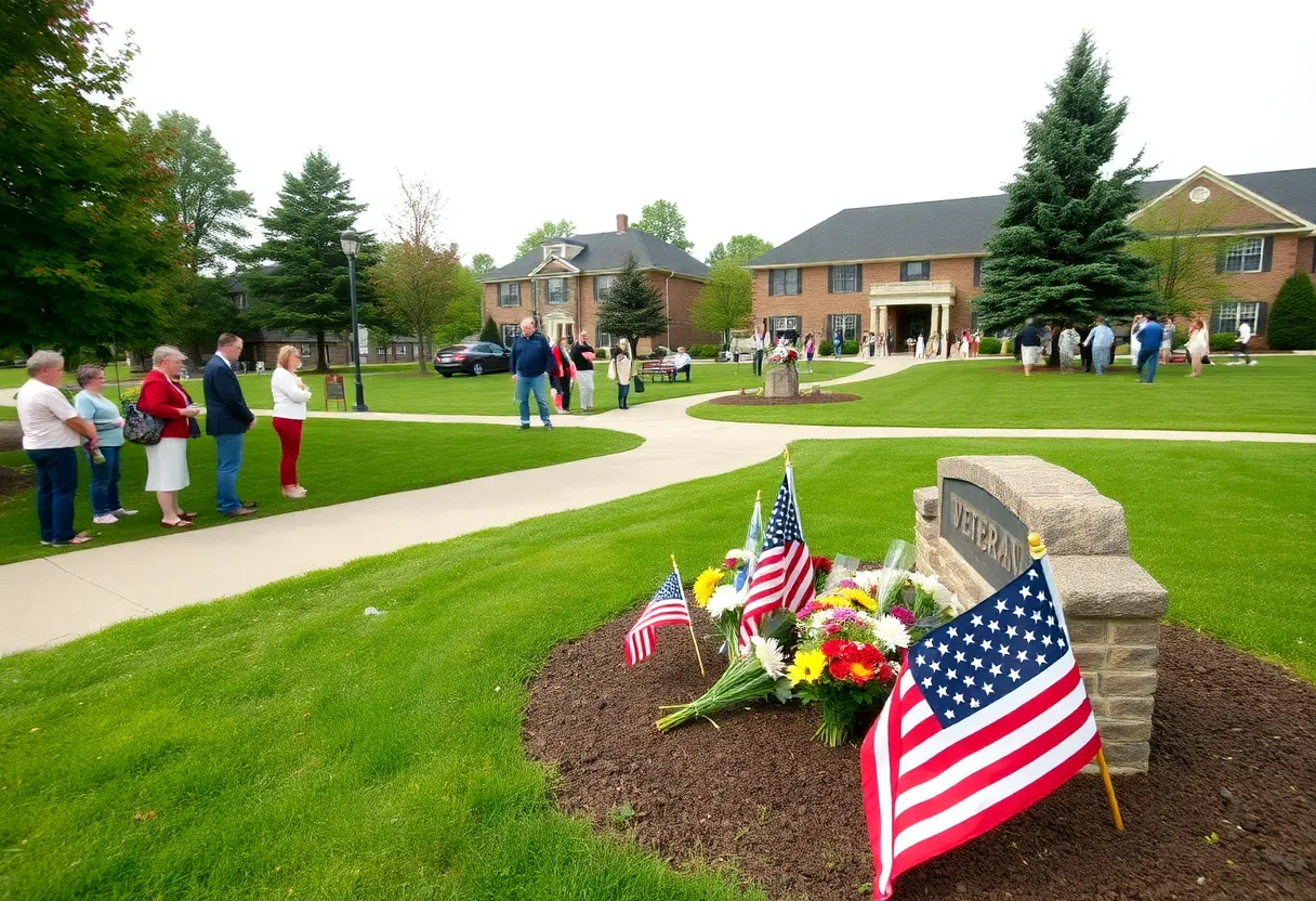 Community members gathering in a park to remember James R. Dial.