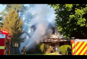 Firefighters responding to a house fire in Bristol, Virginia