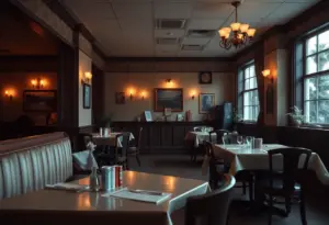 Empty interior of J Frank restaurant in Bristol