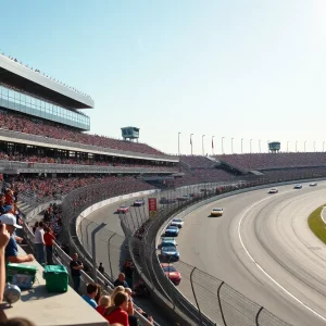 NASCAR car racing at Bristol Motor Speedway
