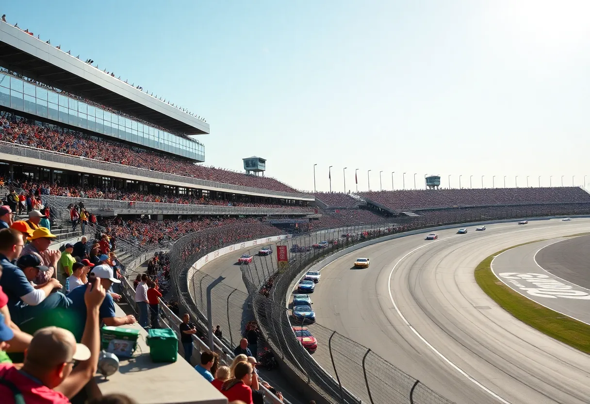 NASCAR car racing at Bristol Motor Speedway