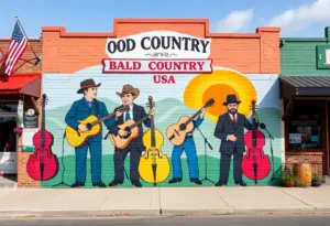 Mural of The Kody Norris Show on Food Country USA building in Mountain City, TN