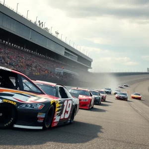 NASCAR race scene capturing the excitement and competition