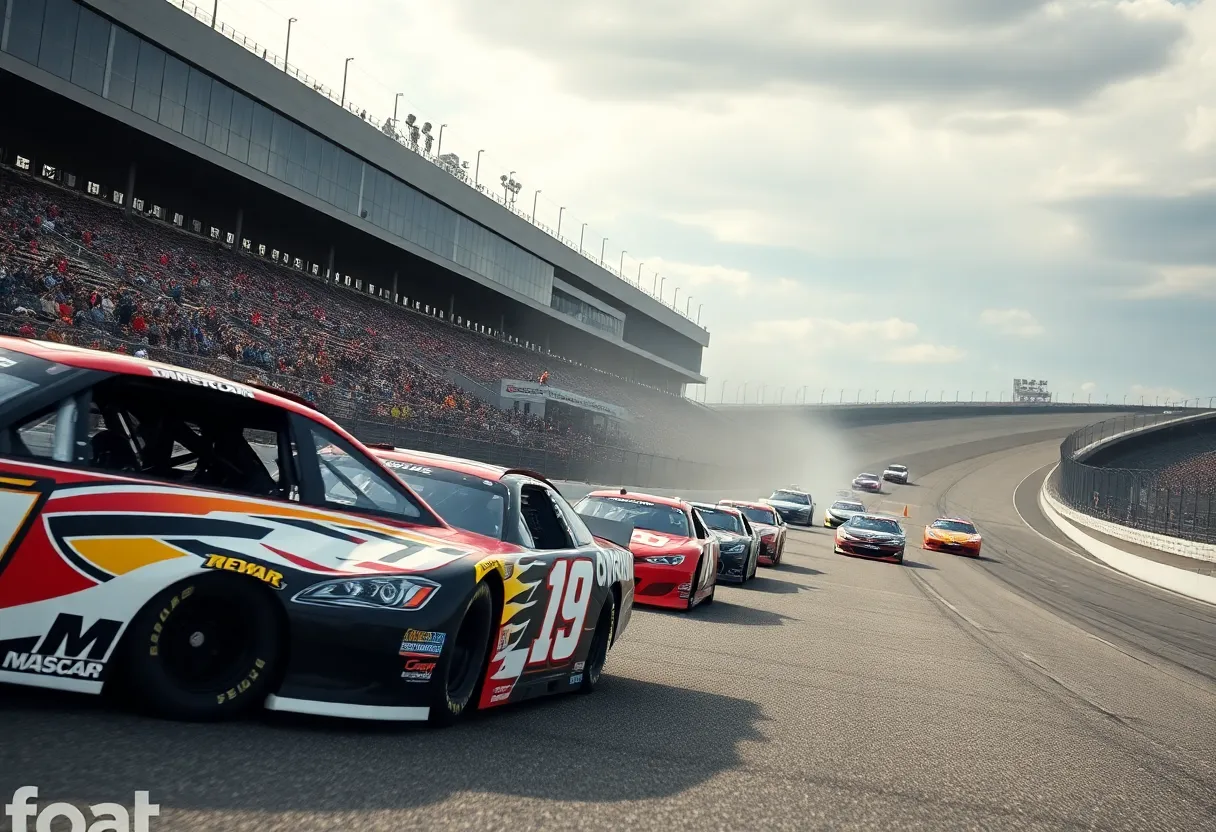 NASCAR race scene capturing the excitement and competition