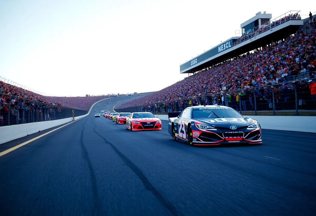 NASCAR cars racing at World Wide Technology Raceway