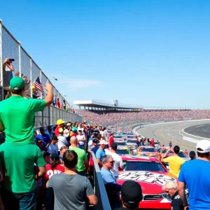 Fans enjoying NASCAR weekend at Bristol Motor Speedway with cars racing
