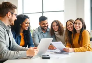 Individuals discussing student loans with financial documents