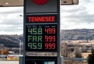Gas station sign showing prices in Tennessee