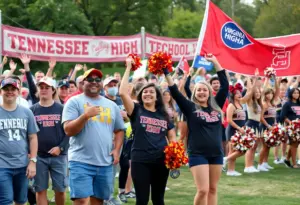 Community pep rally for Tennessee High and Virginia High fans