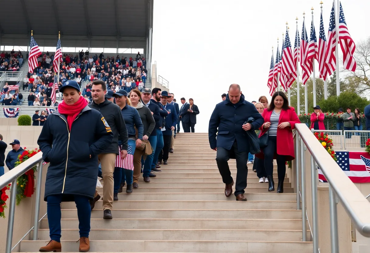 Participants climbing stairs at the Tri-Cities 9/11 Memorial Stair Climb event.