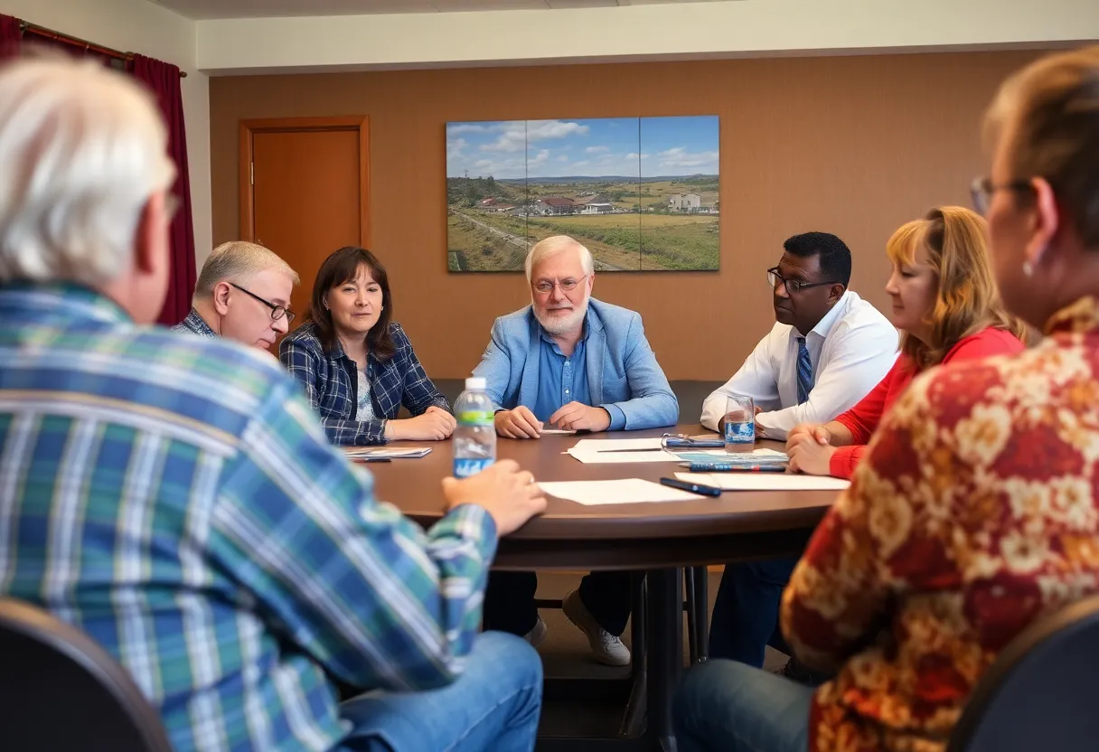 Community members gather to discuss the Virginia Disaster Assistance Fund.