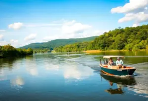 Scene from Watts Bar during the Bass Fishing Tournament