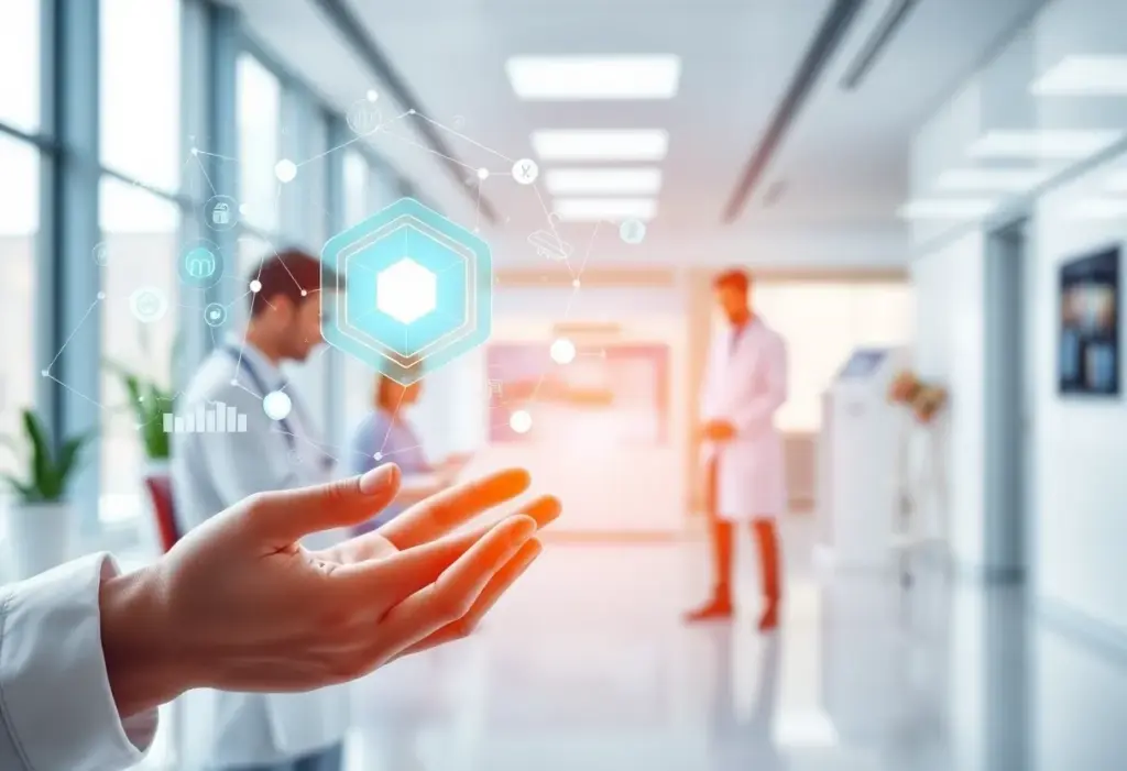 Abstract visualization of AI in healthcare