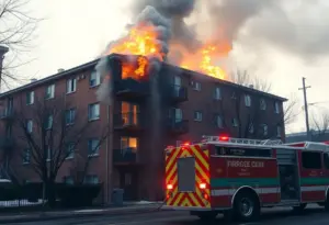 Firefighters responding to an apartment fire in Bristol, Virginia
