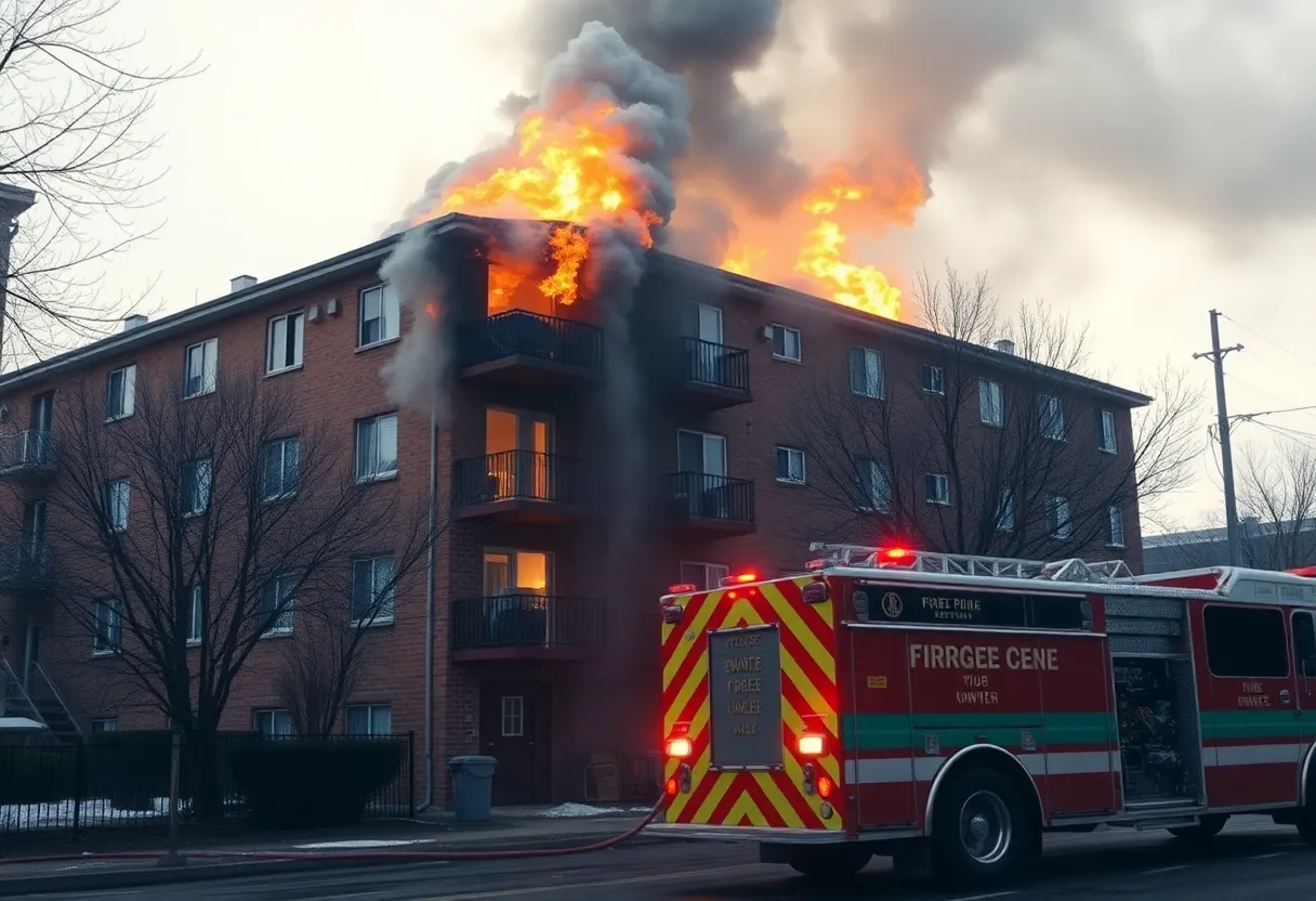 Firefighters responding to an apartment fire in Bristol, Virginia