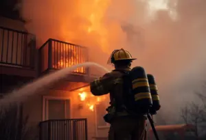 Firefighters responding to an apartment fire in Bristol, Virginia