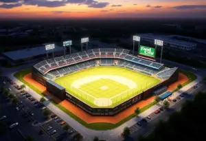 Artist rendering of the new Bristol baseball stadium
