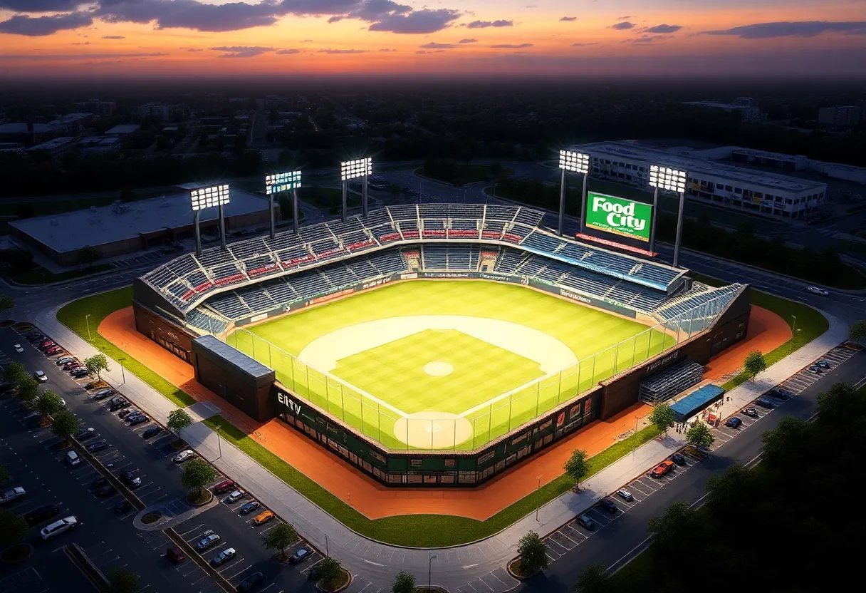 Artist rendering of the new Bristol baseball stadium