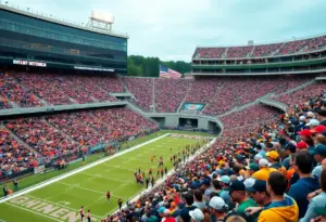 Crowd at a college football game in Bristol