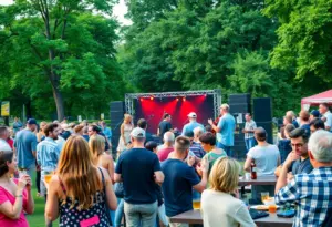 People enjoying live music and festivities in Bristol