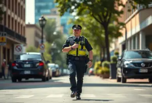 Bristol Virginia police officer patrolling the streets