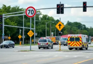 Emergency response vehicles at a Bristol intersection