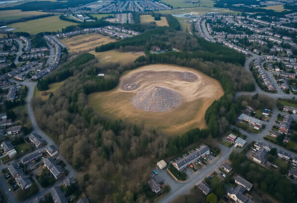 Aerial view of Bristol, Virginia landfill showcasing environmental issues
