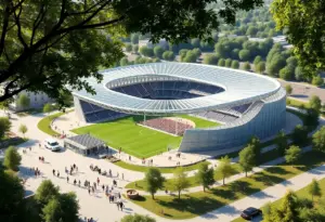 Concept art of the new multi-use stadium in Bristol, Virginia