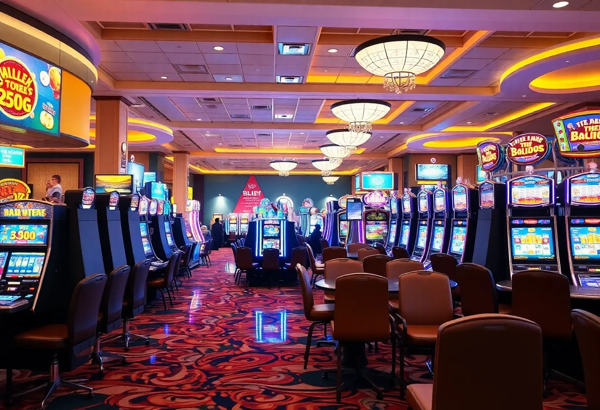 Casino floor at Caesars Virginia showing gaming tables and slot machines