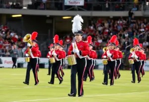 Campbell County High School marching band performing at competition