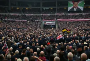 Crowd at Charlie Kirk's memorial with security presence