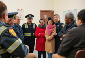 A community meeting focused on child protection and safety initiatives.
