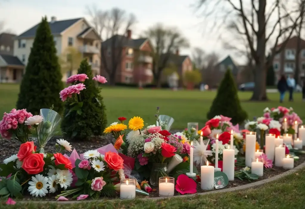 Memorial in a park honoring two community leaders