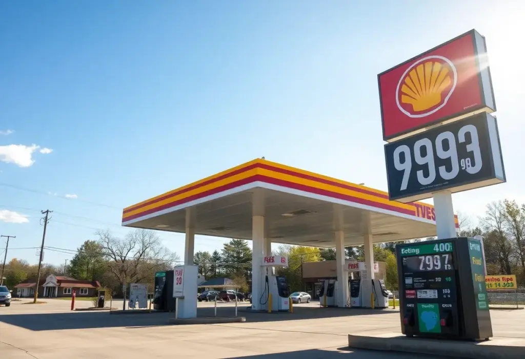 Gas station showing gas prices in Kingsport, TN