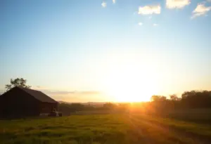 A peaceful rural landscape symbolizing community service