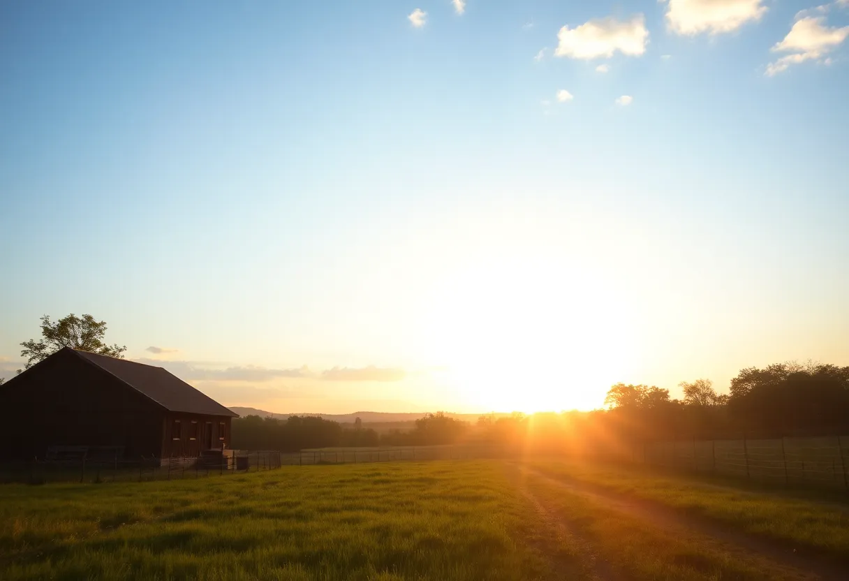 A peaceful rural landscape symbolizing community service