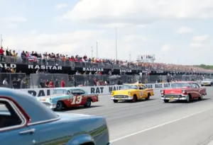 NASCAR Hall of Fame induction ceremony with vintage race cars