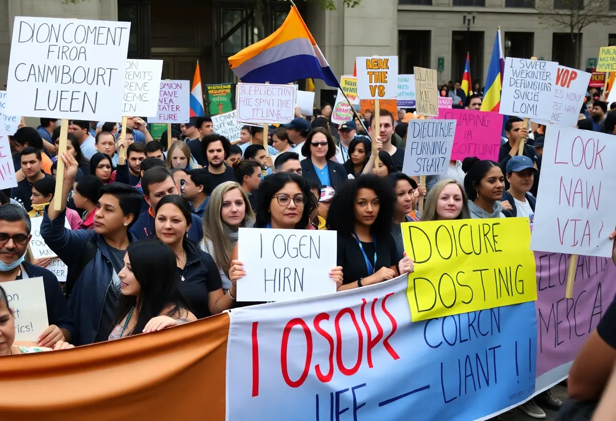 Protesters at No Kings protests in Tri-Cities holding signs