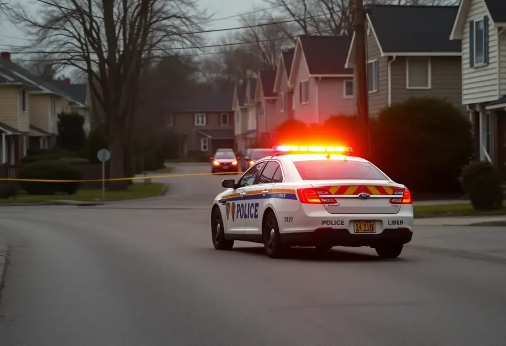 Police car at the scene of a murder-suicide in Bristol, Virginia