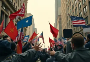 Artistic representation of political divisions and violence