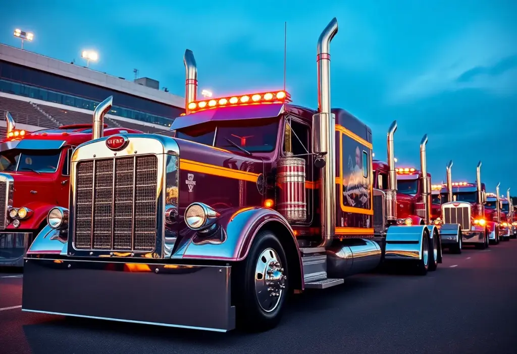 Trucks showcased at the Shell Rotella SuperRigs contest at Bristol Motor Speedway